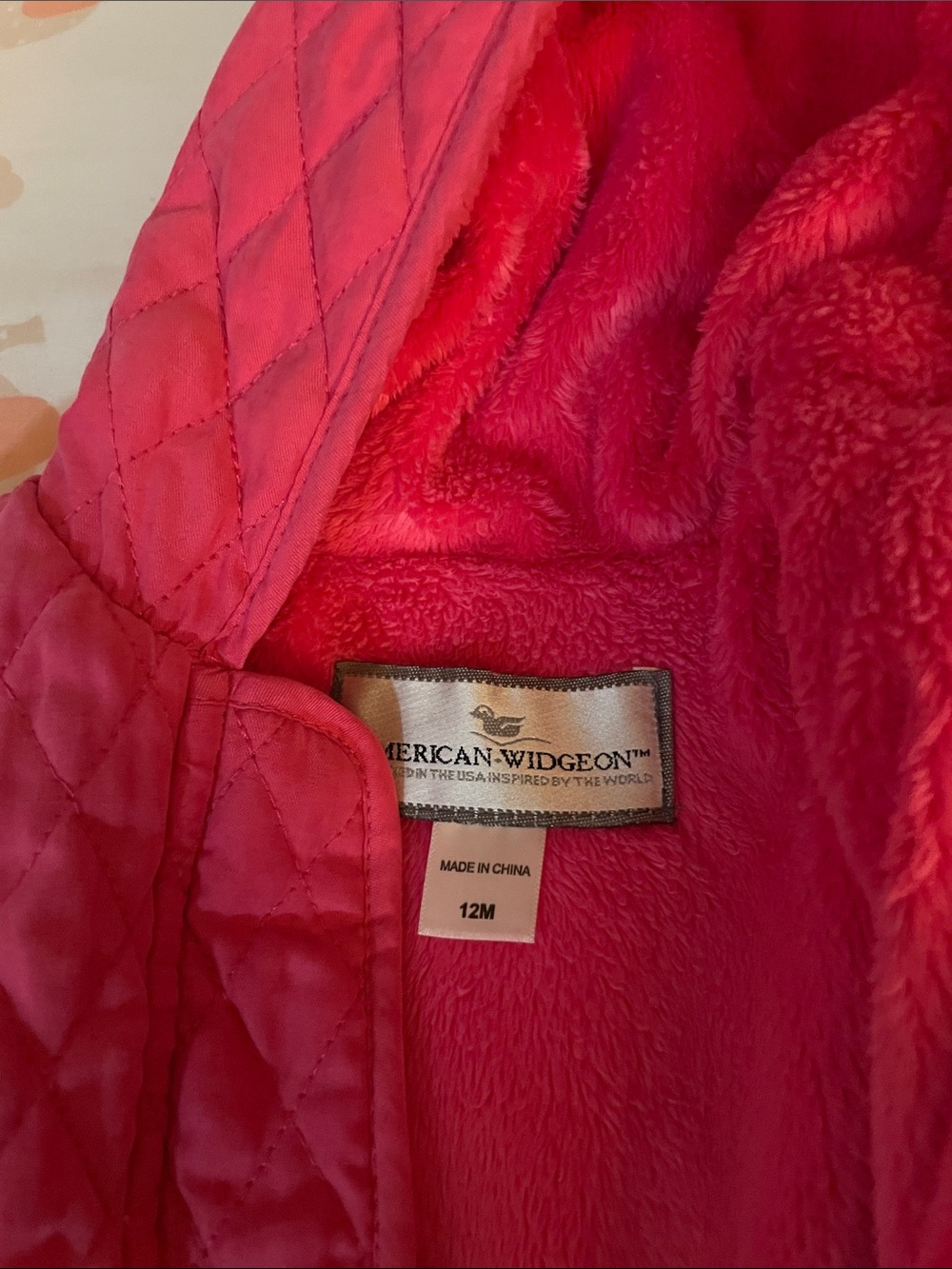 American Widgeon Toddler Quilted Teddy Jacket in Bright Pink